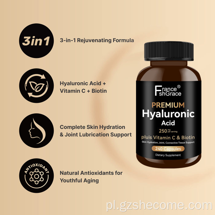 Organiczne hialuronowe kapsułki kwasowe Wspieranie zdrowia